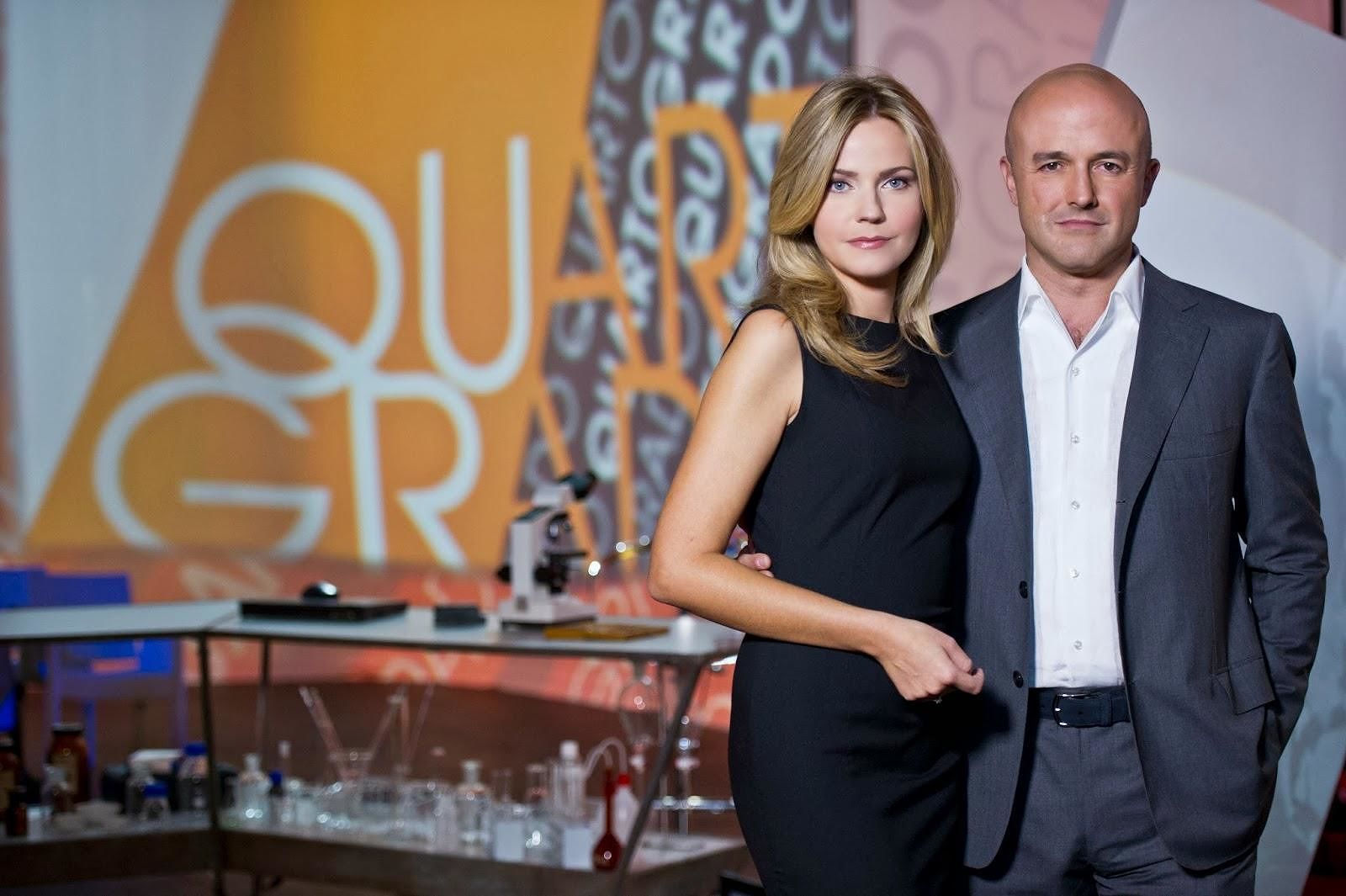 Da sin. Alessandra Viero e Gianluigi Nuzzi conduttori di Quarto Grado