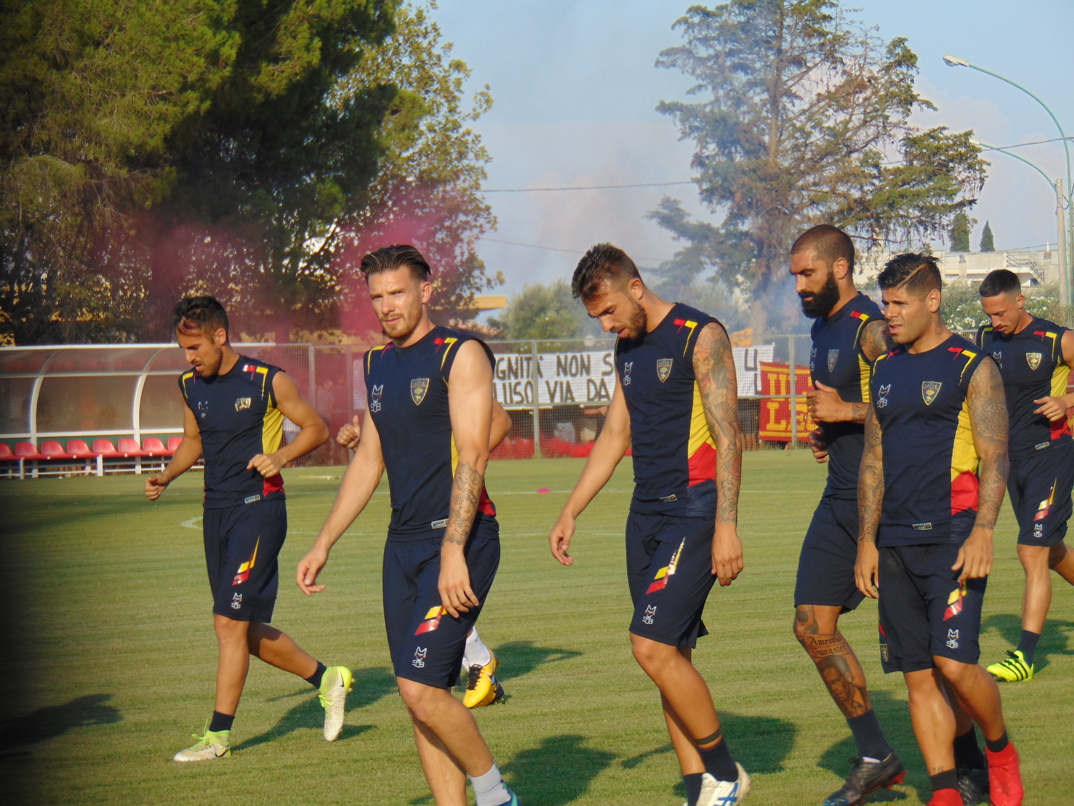 Un allenamento del Lecce