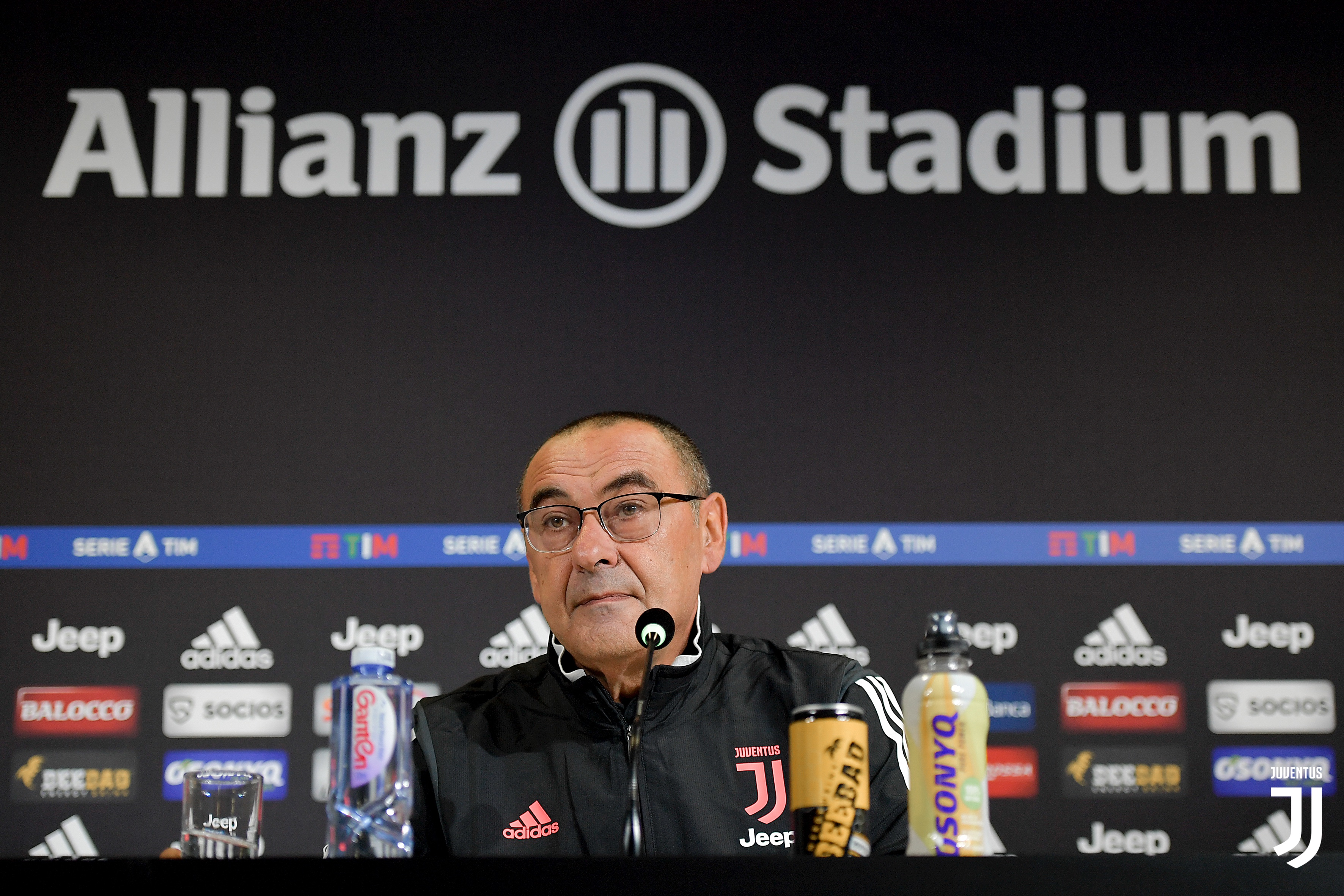 TURIN, ITALY - SEPTEMBER 20: Juventus coach Maurizio Sarri during a press conference at Allianz Stadium on September 20, 2019 in Turin, Italy. (Photo by Daniele Badolato - Juventus FC/Juventus FC via Getty Images)