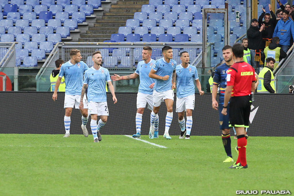 L'esultanza della Lazio (ph.Paliaga)